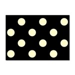 Polka Dots - Cream Yellow on Black Sticker A4 (100 pack)
