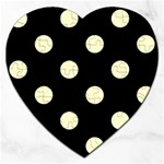 Polka Dots - Cream Yellow on Black Jigsaw Puzzle (Heart)