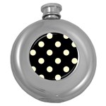 Polka Dots - Cream Yellow on Black Hip Flask (5 oz)