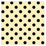 Polka Dots - Black on Blond Yellow Large Satin Scarf (Square)