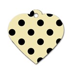 Polka Dots - Black on Blond Yellow Dog Tag Heart (Two Sides)