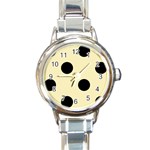 Polka Dots - Black on Blond Yellow Round Italian Charm Watch