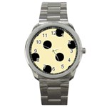 Polka Dots - Black on Blond Yellow Sport Metal Watch