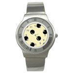 Polka Dots - Black on Blond Yellow Stainless Steel Watch