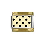 Polka Dots - Black on Blond Yellow Gold Trim Italian Charm (9mm)