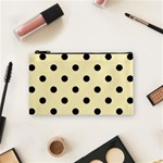 Polka Dots - Black on Blond Yellow Cosmetic Bag (S)