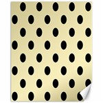 Polka Dots - Black on Blond Yellow Canvas 11  x 14 