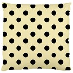 Polka Dots - Black on Blond Yellow Large Flano Cushion Case (One Side)