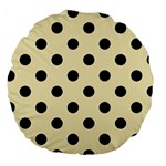 Polka Dots - Black on Blond Yellow Large 18  Premium Round Cushion