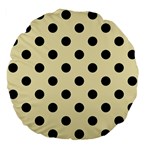Polka Dots - Black on Blond Yellow Large 18  Premium Flano Round Cushion