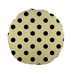 Polka Dots - Black on Blond Yellow Standard 15  Premium Round Cushion