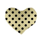 Polka Dots - Black on Blond Yellow Standard 16  Premium Flano Heart Shape Cushion