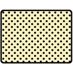 Polka Dots - Black on Blond Yellow Fleece Blanket (Large) (One Side)