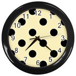 Polka Dots - Black on Blond Yellow Wall Clock (Black)