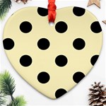 Polka Dots - Black on Blond Yellow Heart Ornament (Two Sides)