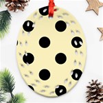 Polka Dots - Black on Blond Yellow Ornament (Bell) Ornament (Oval Filigree)