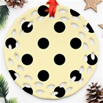 Polka Dots - Black on Blond Yellow Round Filigree Ornament (Two Sides)