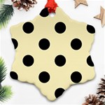 Polka Dots - Black on Blond Yellow Snowflake Ornament (Two Sides)