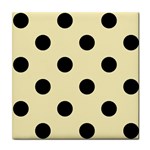Polka Dots - Black on Blond Yellow Tile Coaster