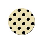 Polka Dots - Black on Blond Yellow Rubber Round Coaster (4 pack)
