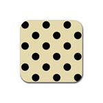 Polka Dots - Black on Blond Yellow Rubber Coaster (Square)