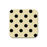 Polka Dots - Black on Blond Yellow Rubber Square Coaster (4 pack)