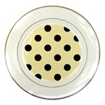 Polka Dots - Black on Blond Yellow Porcelain Plate