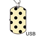 Polka Dots - Black on Blond Yellow Dog Tag USB Flash (Two Sides)