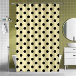 Polka Dots - Black on Blond Yellow Shower Curtain 48  x 72  (Small)