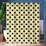 Polka Dots - Black on Blond Yellow Shower Curtain 60  x 72  (Medium)
