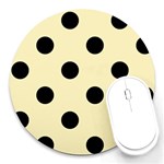 Polka Dots - Black on Blond Yellow Round Mousepad