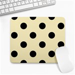 Polka Dots - Black on Blond Yellow Large Mousepad