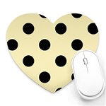 Polka Dots - Black on Blond Yellow Heart Mousepad