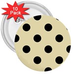 Polka Dots - Black on Blond Yellow 3  Button (10 pack)