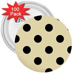 Polka Dots - Black on Blond Yellow 3  Button (100 pack)