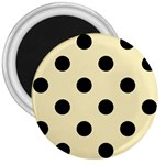 Polka Dots - Black on Blond Yellow 3  Magnet