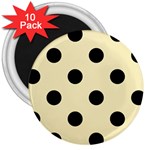 Polka Dots - Black on Blond Yellow 3  Magnet (10 pack)