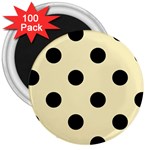 Polka Dots - Black on Blond Yellow 3  Magnet (100 pack)