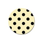 Polka Dots - Black on Blond Yellow Magnet 3  (Round)