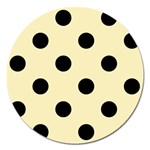 Polka Dots - Black on Blond Yellow Magnet 5  (Round)