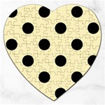 Polka Dots - Black on Blond Yellow Jigsaw Puzzle (Heart)