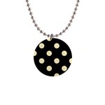 Polka Dots - Blond Yellow on Black 1  Button Necklace