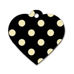 Polka Dots - Blond Yellow on Black Dog Tag Heart (Two Sides)