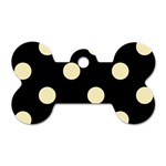 Polka Dots - Blond Yellow on Black Dog Tag Bone (One Side)