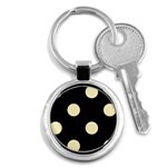 Polka Dots - Blond Yellow on Black Key Chain (Round)