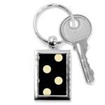 Polka Dots - Blond Yellow on Black Key Chain (Rectangle)