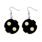Polka Dots - Blond Yellow on Black 1  Button Earrings