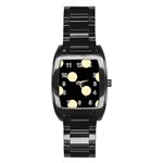 Polka Dots - Blond Yellow on Black Stainless Steel Barrel Watch