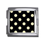 Polka Dots - Blond Yellow on Black Mega Link Italian Charm (18mm)