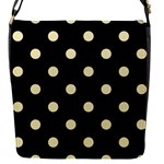 Polka Dots - Blond Yellow on Black Flap Closure Messenger Bag (S)